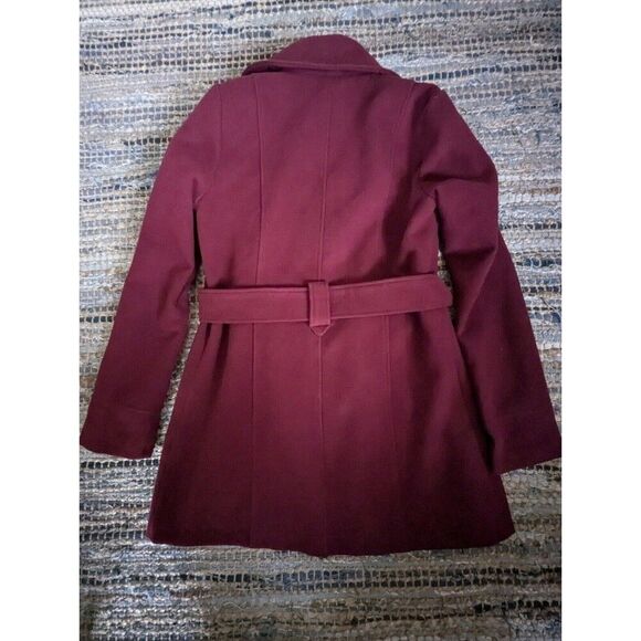 Urban Outfitters S Deep Red Belted Peacoat Single Breasted Lagenlook Fall Winter - Picture 8 of 8